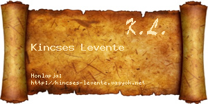 Kincses Levente névjegykártya